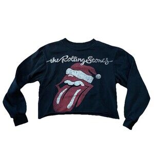 The Rolling Stones Christmas Lightweight Crop Crewneck Sweatshirt Women XS